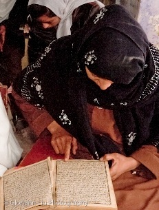 Afghan students reading the Quran in a class, 2011 
Photo by Gloriann Liu